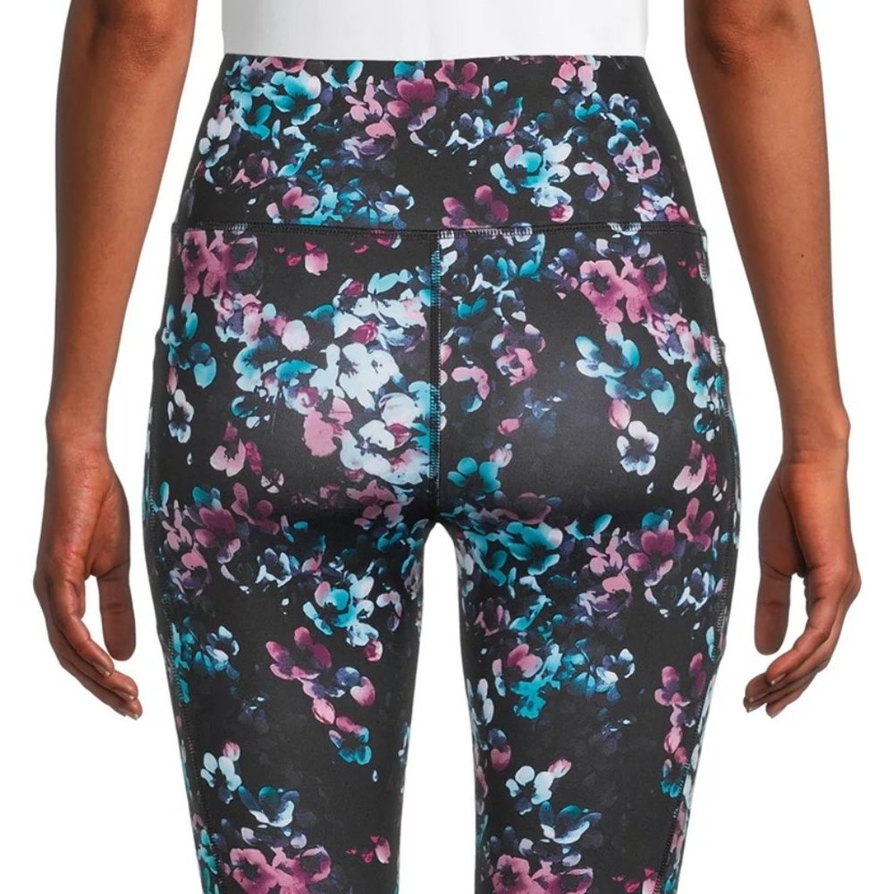 Run Workout Yoga Active Core Performance FLORAL on Black Legging Size L (12-14)